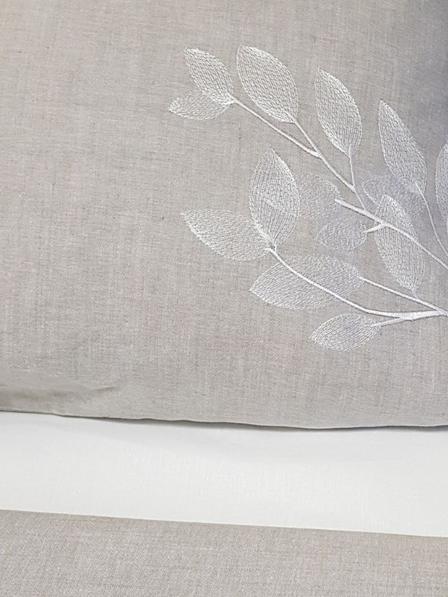 Linen Bedding in Grey with Elegant Embroidery