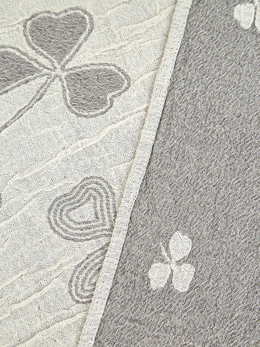 Grey Linen Towel with Clover Ornament