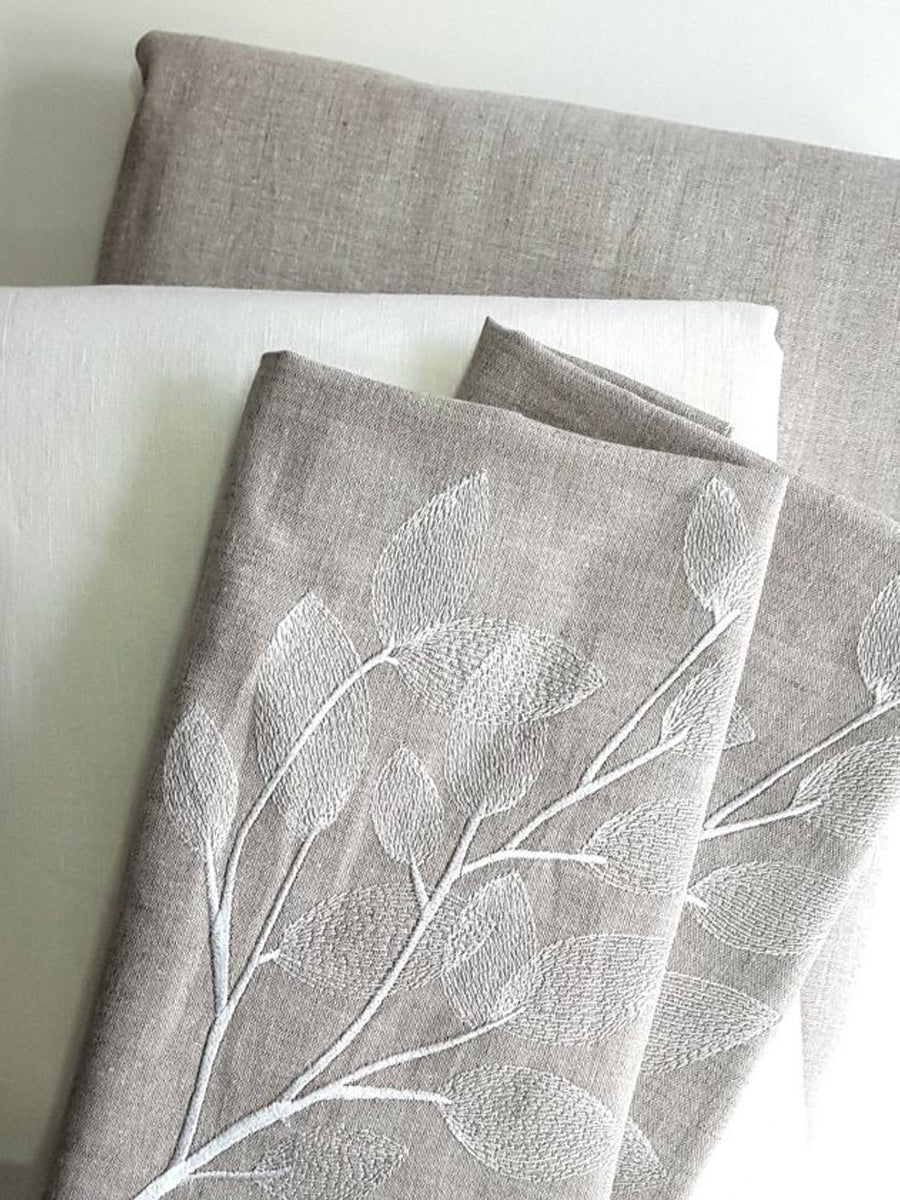 Linen Bedding in Grey with Elegant Embroidery