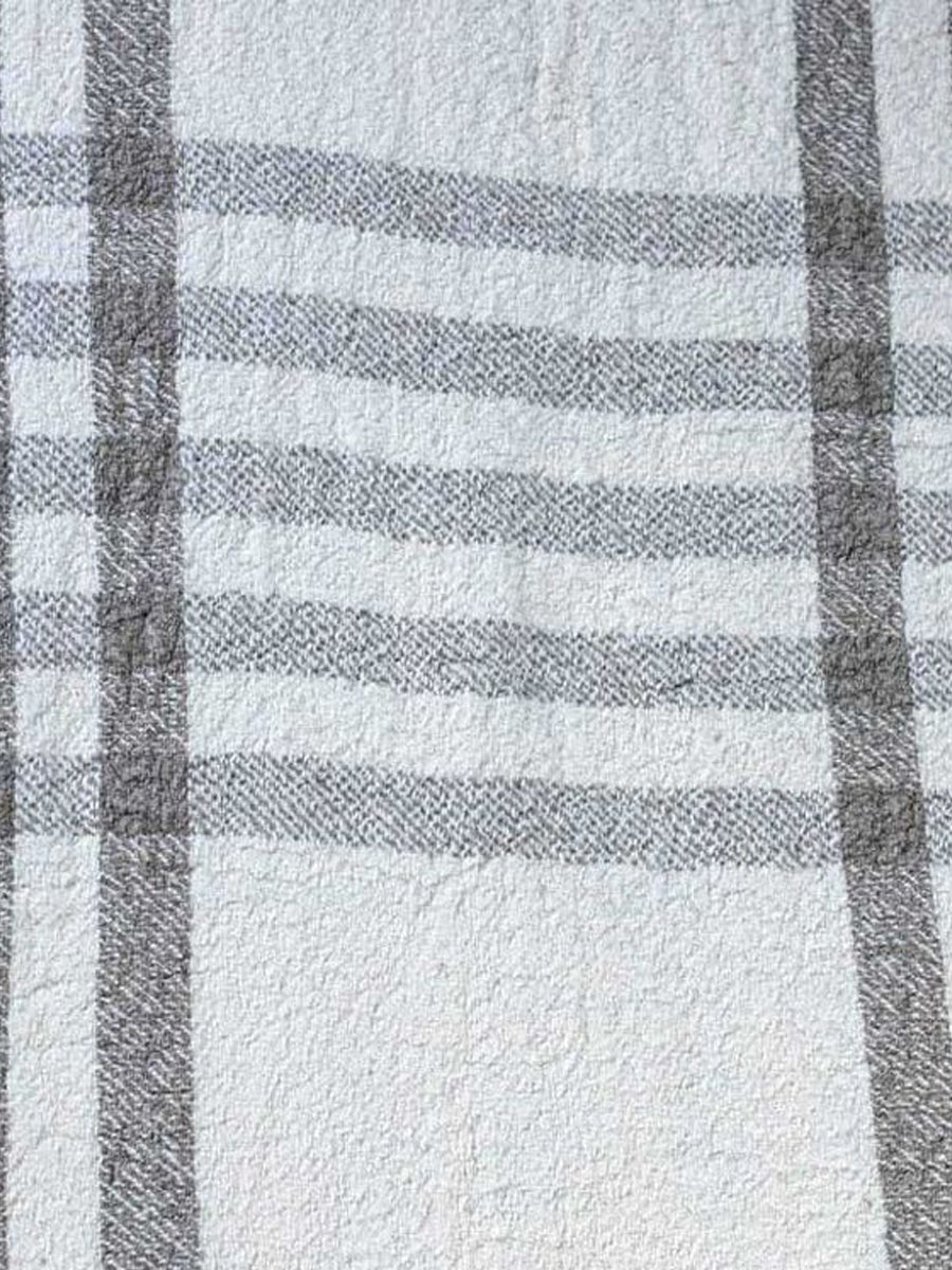 Linen Plaid with White and Grey Checkered Pattern