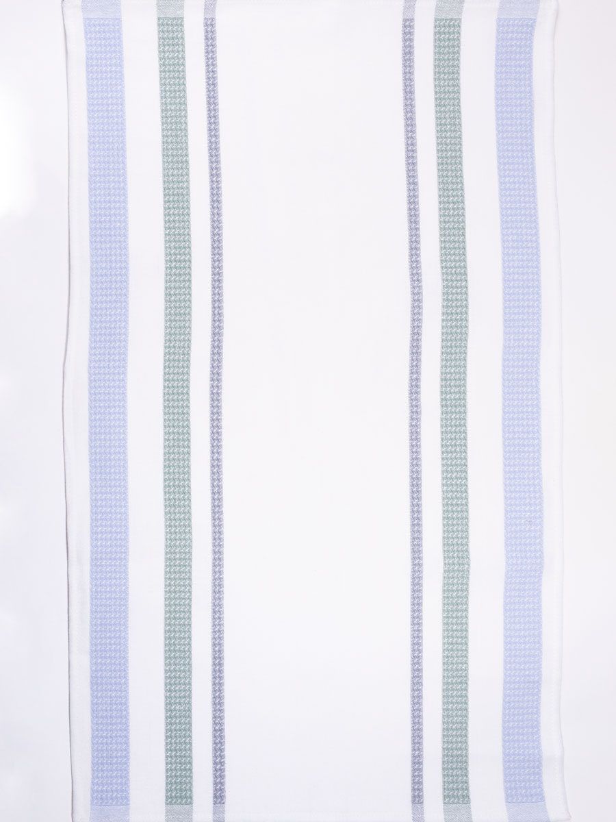 Linen White with Blue and Green Stripes, Set of 3 Towels